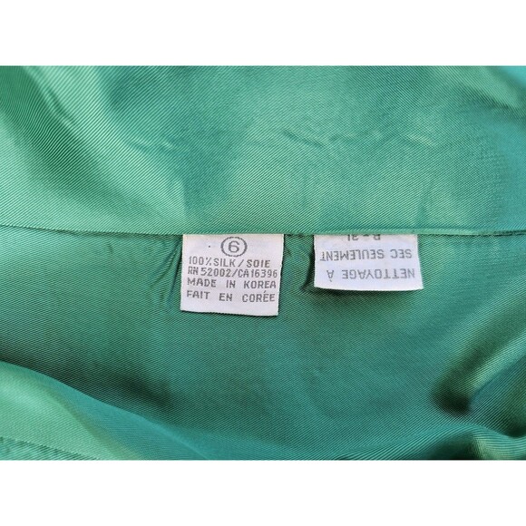 Vintage Liz Claiborne 100% Silk Tweed Blazer Green Boxy Single Button Jacket 6 - Picture 3 of 15
